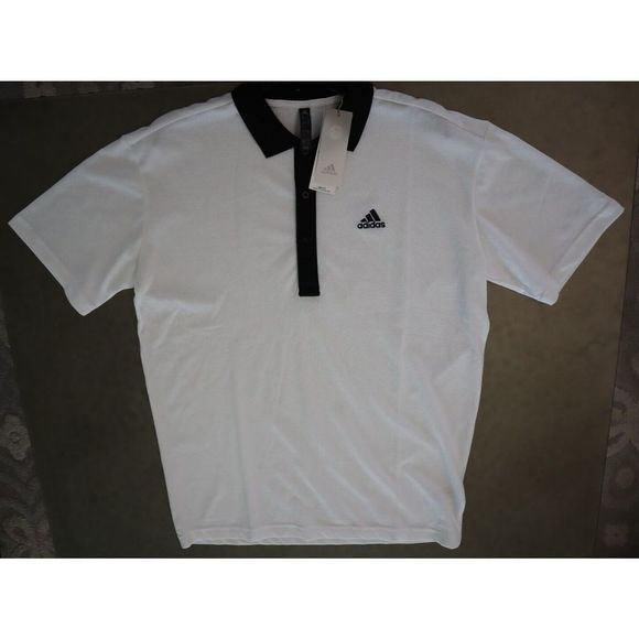 adidas HY5516 Men's Sz S White Logo Print Colorblock Short Sleeve Polo Shirt $55 - Picture 6 of 9